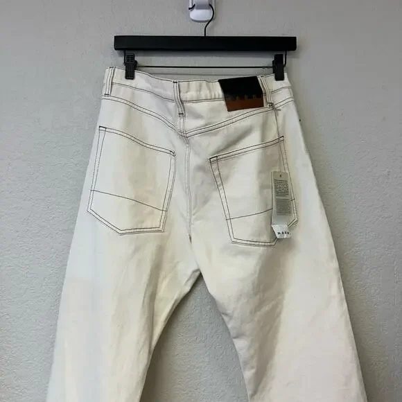NWT MARNI Raw Cotton Drill White Size 29 Contrast Stitch Straight Leg Jeans